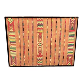 Large Antique Woven Navajo Blanket in Brass Frame For Sale