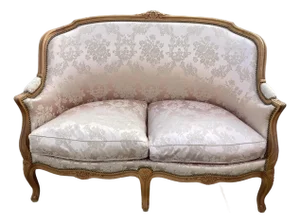 Classic French Settee W/ Pink Silk Upholstery