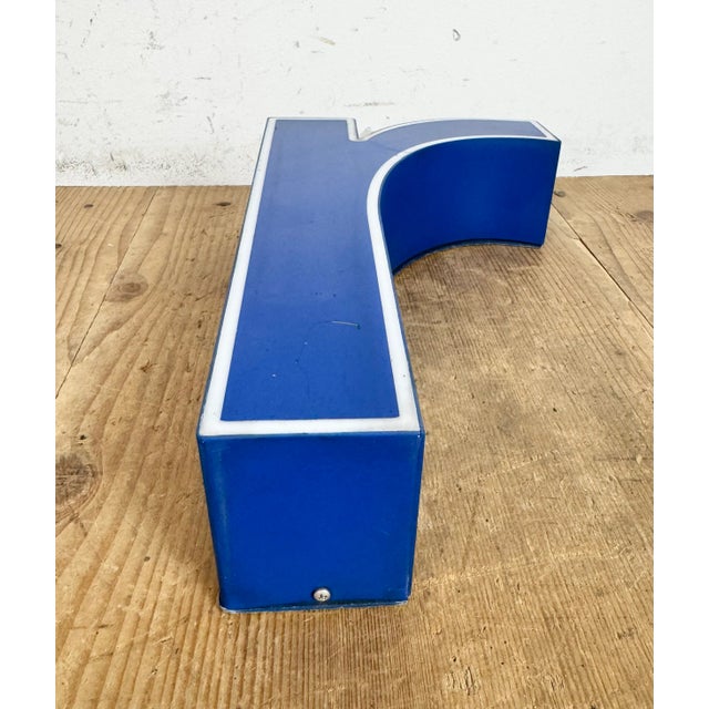 Plastic Vintage Blue Plastic Illuminated Letter R, 1970s For Sale - Image 7 of 14