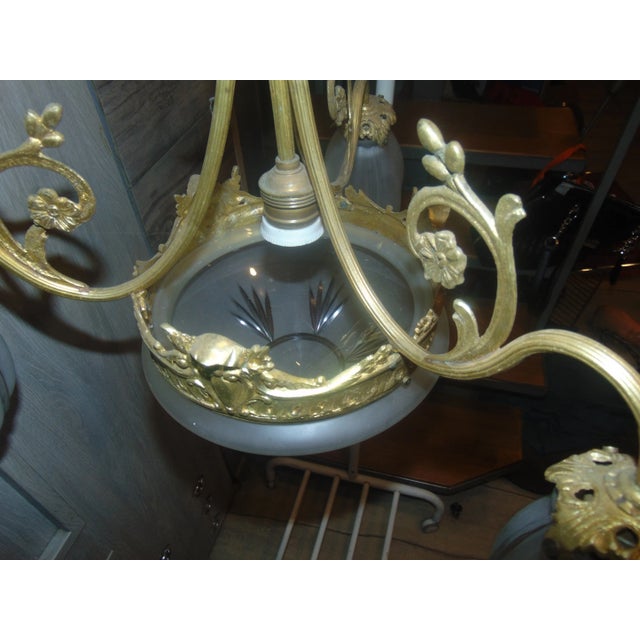 Art Nouveau Brass Chandelier For Sale - Image 6 of 11