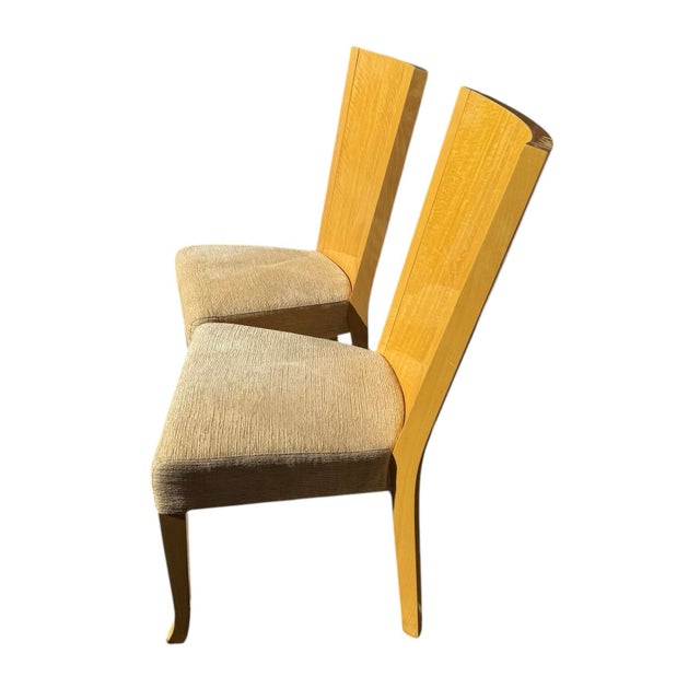 Late 20th Century Set of Two Giorgio Collection Burr Satinwood Dining Chairs, Italy For Sale - Image 4 of 10