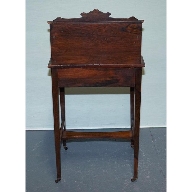 Victorian Ladies Writing Desk with Inlay and Leather For Sale - Image 17 of 18