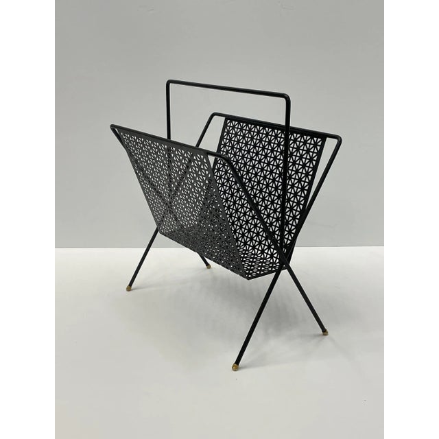 Mid-Century Modern Black Iron Magazine Rack For Sale - Image 9 of 9
