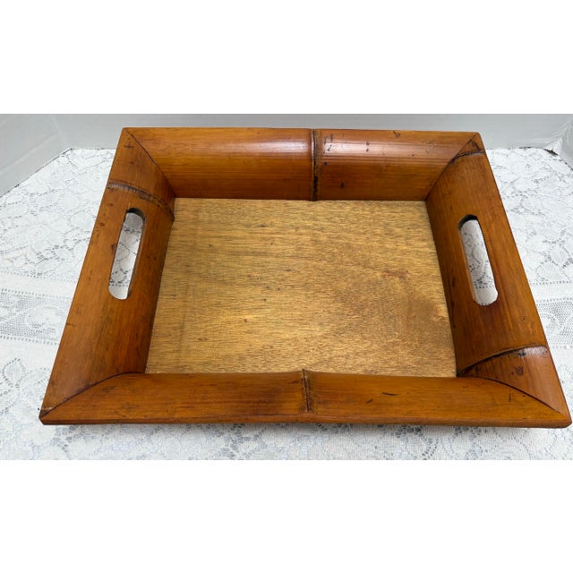Rustic Bamboo Wood Decor Vintage Tray For Sale In Sacramento - Image 6 of 6