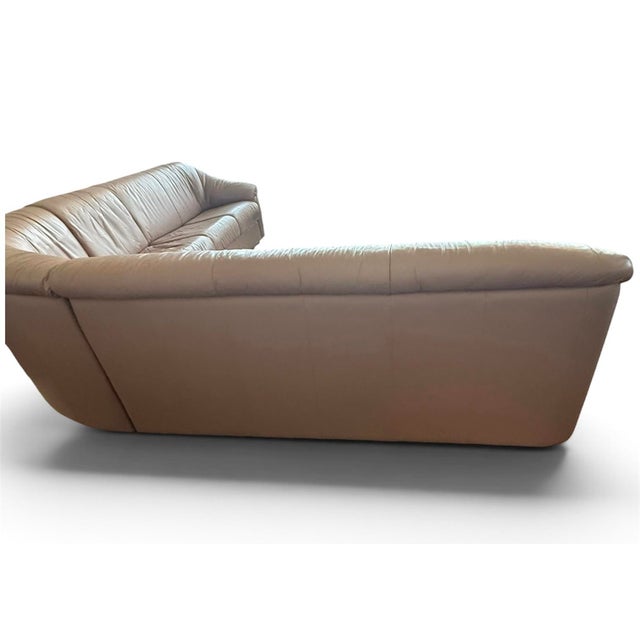 1990s Postmodern Soft Mauve Pink Leather Center Sectional Sofa Styled After Salotti for Natuzzi Wilma Sofa - 4 Piece For Sale - Image 10 of 12