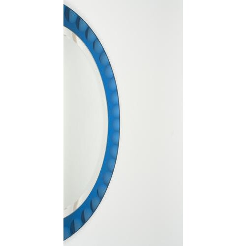 Mid-Century Blue Oval Wall Mirror attributed to Antonio Lupi for Cristal Luxor, Italy, 1960s For Sale - Image 11 of 14