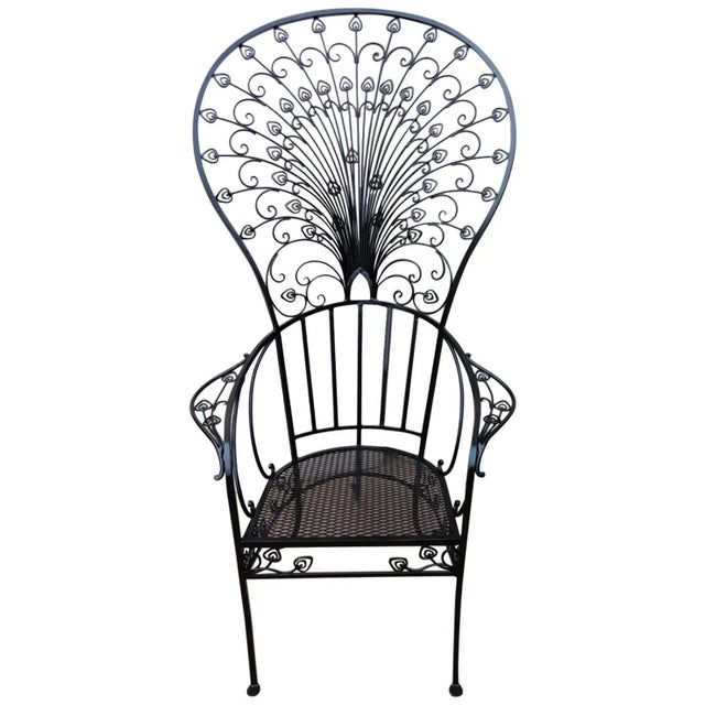 Black Peacock "Salterini" Style Patio Chair by Florentine Craft Studio For Sale - Image 8 of 8