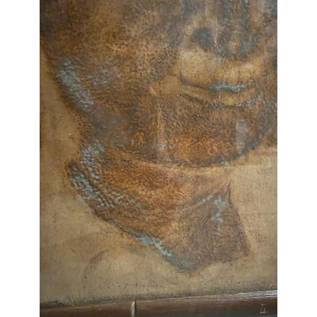 Vintage Framed Buddha Temple Stone Rubbing Art With Red Seal & Bamboo-Style Frame For Sale In Miami - Image 6 of 11