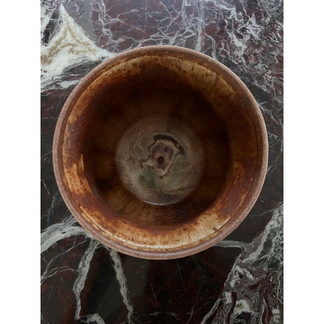 Abstract Vintage Wood Fired Ceramic Vase For Sale - Image 3 of 4