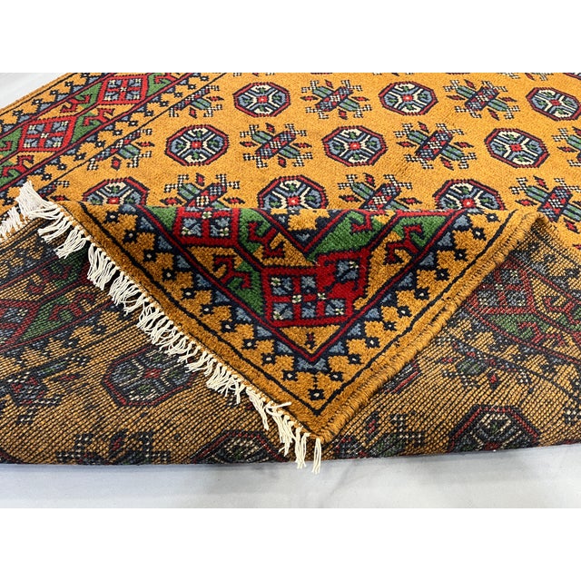 Golden Ochre Tribal Area Rug With Mori Gul Motifs, 3'11" X 5'10" For Sale - Image 13 of 15