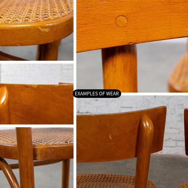 Mid to Late 20th Century Bauhaus Beech Bentwood Dining Chairs W/Cane Seats by Thonet Set of 5 For Sale - Image 17 of 18