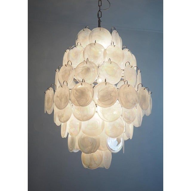 Large Vintage Italian Murano Chandelier with 87 White Alabaster Disks, 1990s For Sale - Image 13 of 18