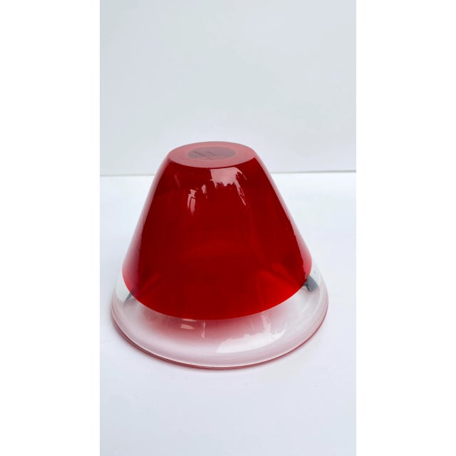 2000 - 2009 Vintage 2000 Salviati Murano Hand Blown Art Glass Votive Candle Holder Red For Sale - Image 5 of 7