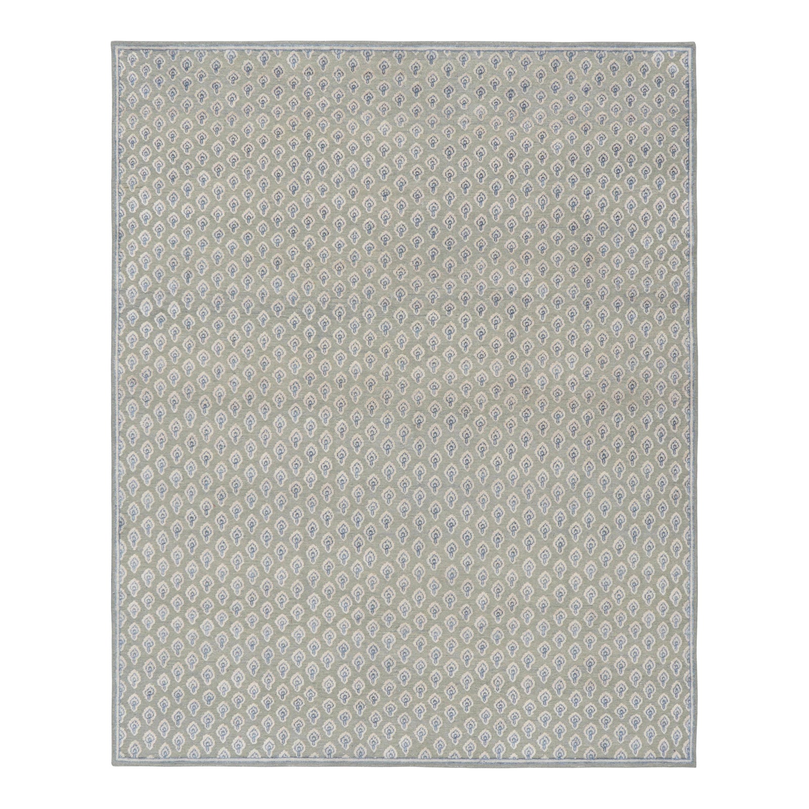 Rug & Kilim’s Modern Block Print Rug in Blue and White Floral Pattern ...