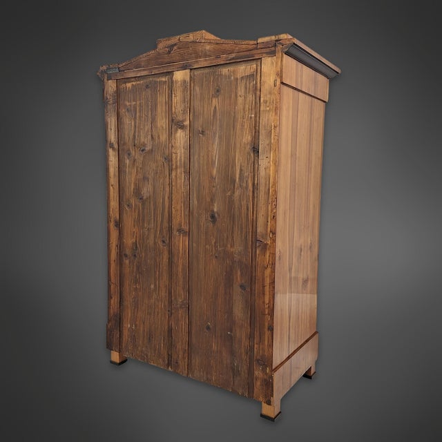 Biedermeier Cherrywood Veneer Secretary Desk with Pointed Gable, Thuringia, 1820s For Sale - Image 6 of 11