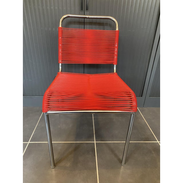 Vintage Chrome and Red Spaghetti Chair, 1960s For Sale - Image 17 of 18