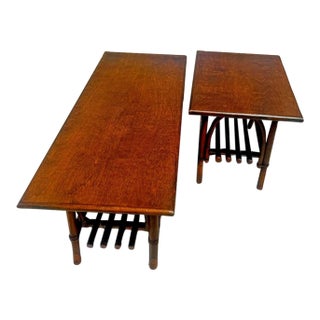 Set of Vintage Calif-Asia Tiki-Style Tables For Sale