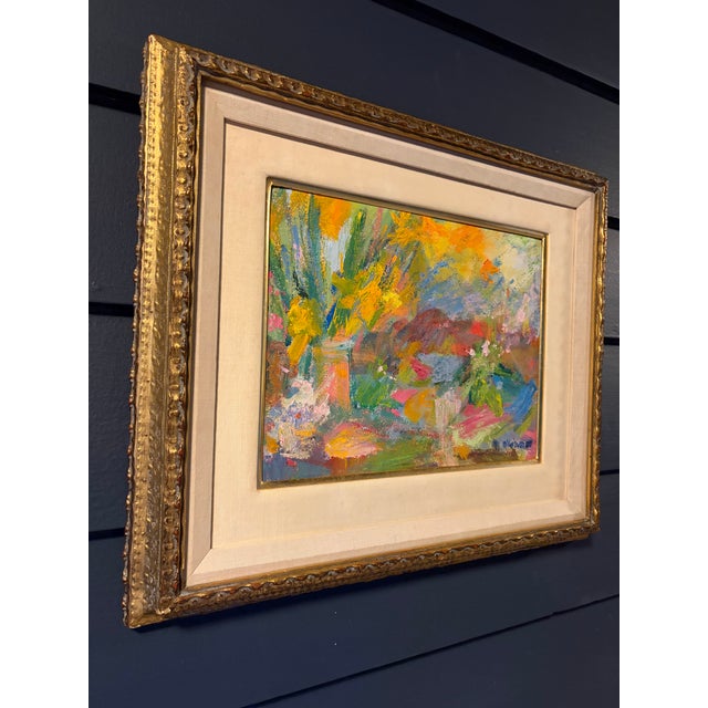 Mid 20th Century Mid 20th Century Expressive Abstract Landscape Oil Painting, Double Matted With Gold Frame For Sale - Image 5 of 13