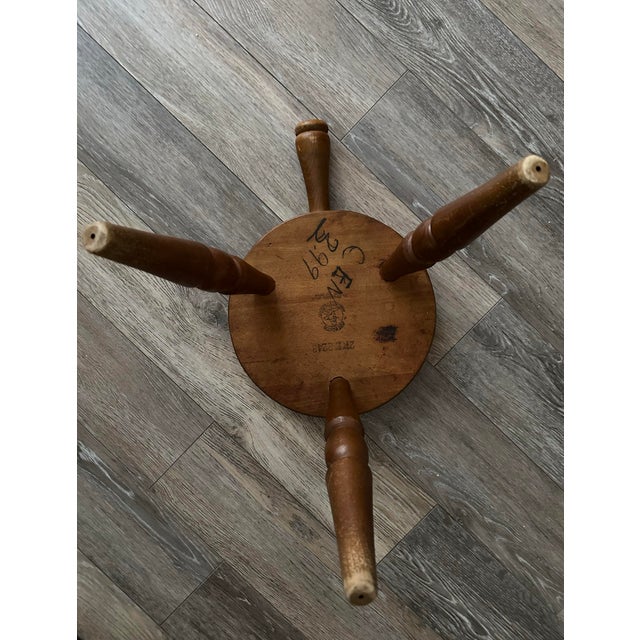 Vintage Mid 20th Century Wood Tri-Leg Milking Stool For Sale - Image 9 of 10