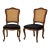 Mid 20th Century Refinished French Provincial Cane-Back Dining Chairs in Old Chapel Walnut With Black Upholstery – Pair For Sale