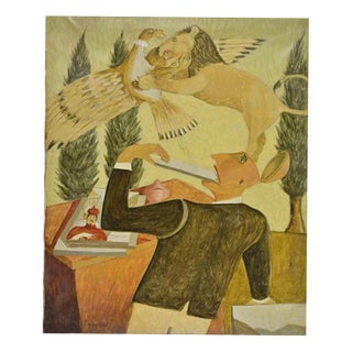 Alberto Gallerati, By Human Tendency, Oil on Canvas, 1970s For Sale