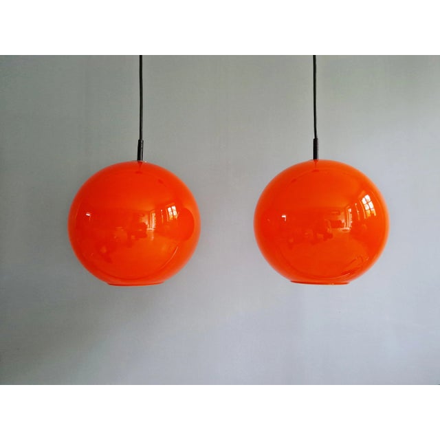 Vintage Orange Opaline Pendant Light from Lita, 1970s For Sale - Image 3 of 16
