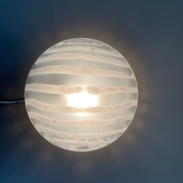 Glass Zebra Flush Mount from Peil & Putzler, Germany, 1970s, in Good conditions. Designed 1970 to 1979 Up to 250V...