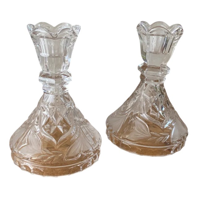 Art Nouveau Crystal Candleholders, Set of 2 For Sale
