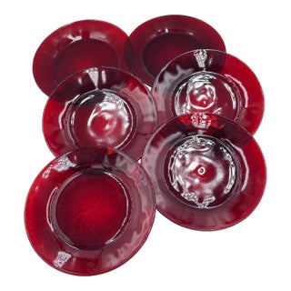 1930's Royal Ruby by Anchor Hocking Salad 7" Plates - 6pc Set For Sale