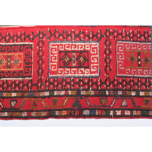 1940s Handwoven Vintage Caucasian Red Tone Floor Kilim Rug -9' 7'' X 4' 10'' For Sale - Image 9 of 14
