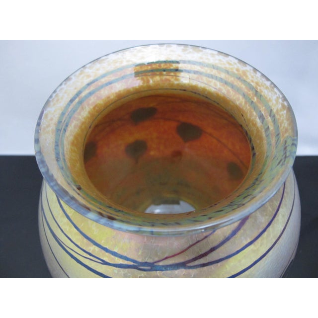 Donald Carlson Iridescent Gold Luster Vine & Heart Leaf Art Glass Vase For Sale - Image 9 of 12