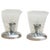 A petite Italian table lamp from the 1950s, defined by its etched Murano glass shade and polished chrome base. The curved...