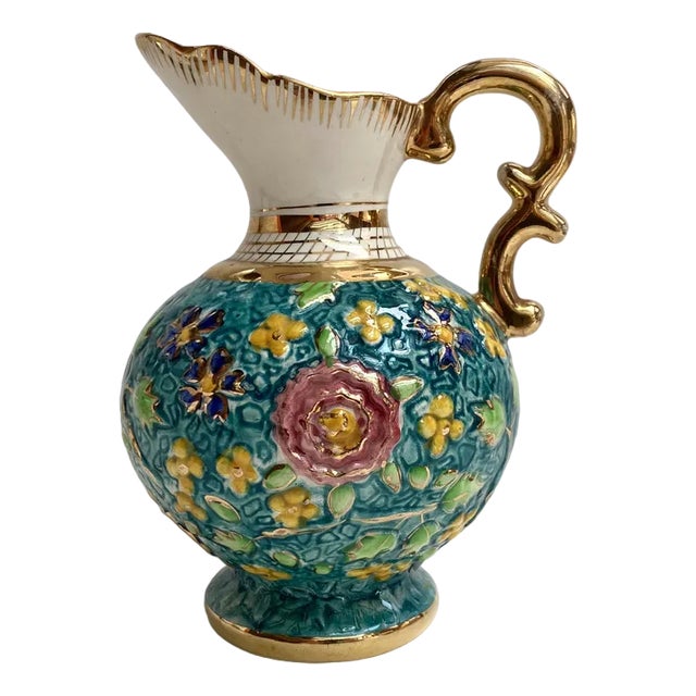 Vintage 24k Gold Faience Vase, Belgium, 1950s For Sale