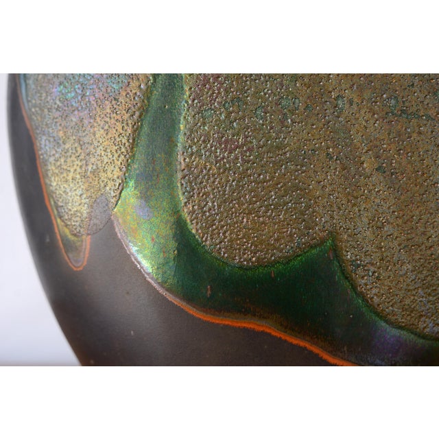 Monumental Vintage Tony Evans Raku Vase For Sale - Image 10 of 12