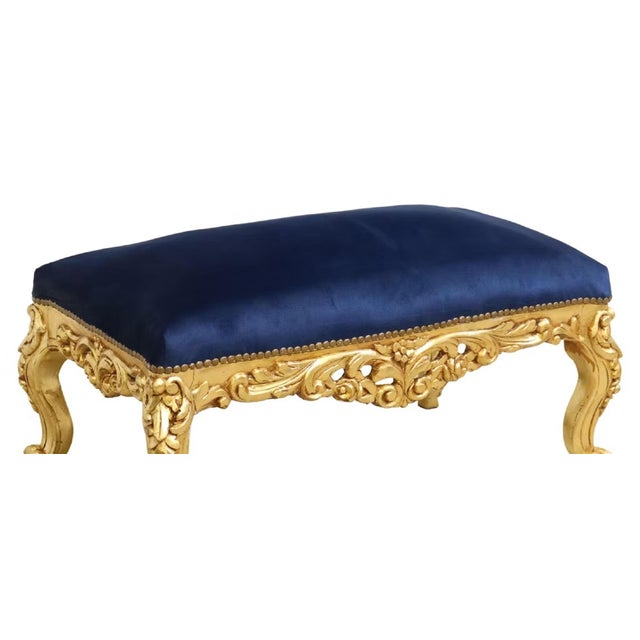 Upholstered Louis XV Style Giltwood Footstool, 20th Century For Sale - Image 4 of 4