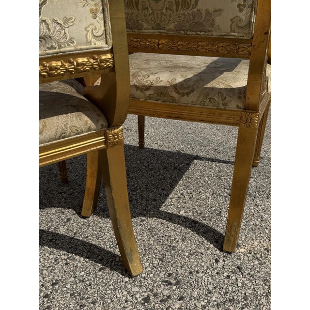 Late 20th Century Neoclassical Regency Style Gold Carved Wood Dining Room Chairs - Set of 10 For Sale - Image 10 of 18