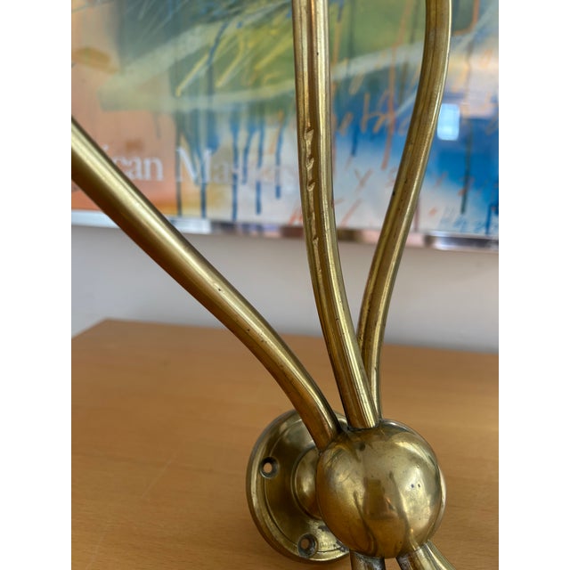 Early 20th Century Wall Mount Brass Coat/Hat Rack - 6 Hooks For Sale - Image 4 of 6