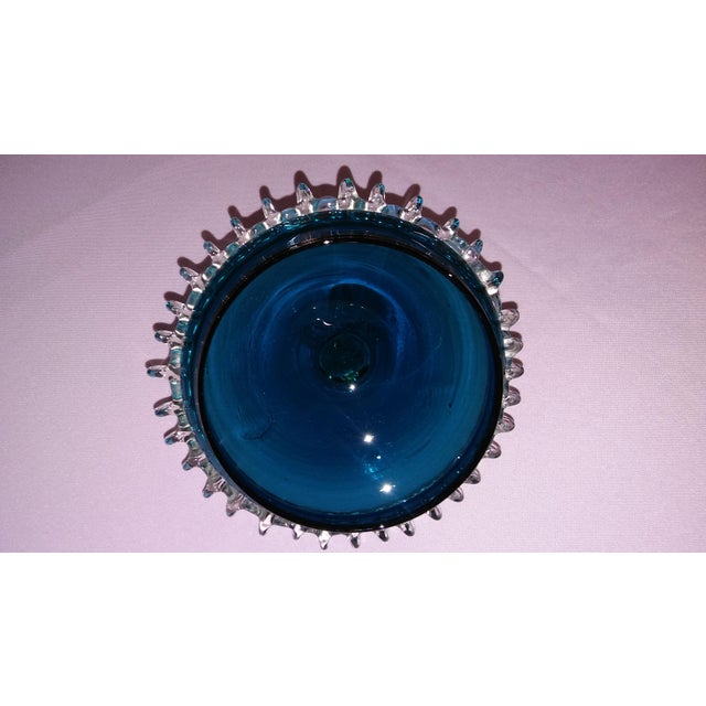 Aqua Vintage Mid-Century Lidded Glass Candy Dish For Sale - Image 8 of 8