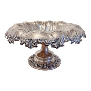 Antique Meriden Britannia Repoussé Hollowware Sterling Pedestal Compote For Sale
