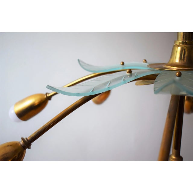 Metal Italian Brass Chandelier by Pietro Chiesa for Fontana Arte, 1940s For Sale - Image 7 of 9