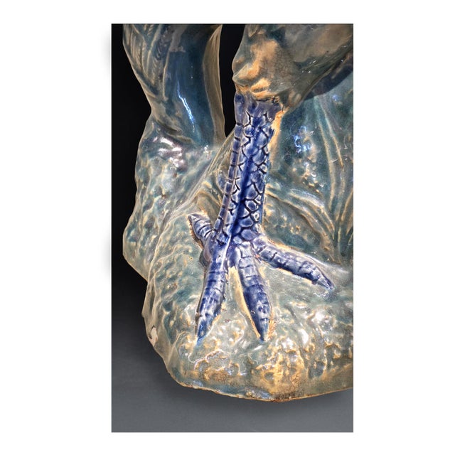 1970s Large Rooster in Nuanced Blue Glazed Ceramic, 1970s For Sale - Image 5 of 10