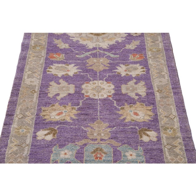 Purple 21st Century Modern Sultanabad Wool Long Runner Rug For Sale - Image 8 of 11