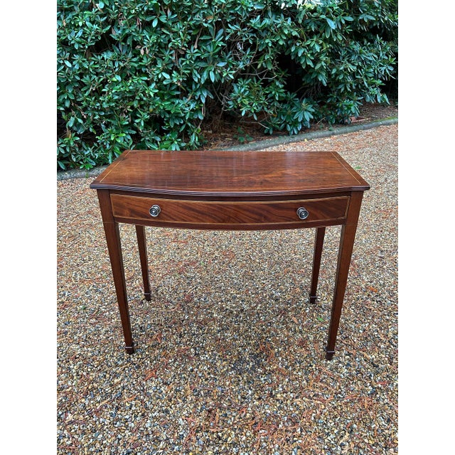 Antique Georgian Mahogany Bow-Fronted Inlaid Side Table, 1790 For Sale - Image 9 of 9