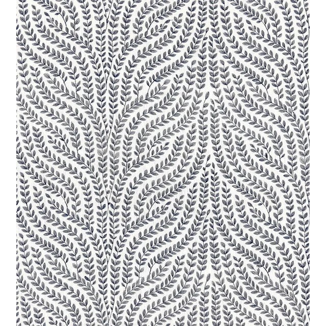 The House of Scalamandré Willow Vine Embroidery Fabric, Navy For Sale
