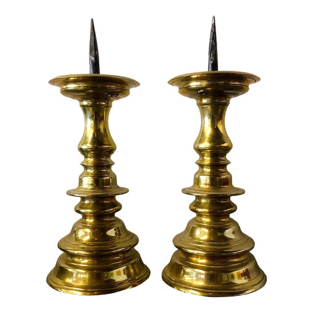 Colonial Williamsburg Solid Brass Pricket Candlesticks Chairish