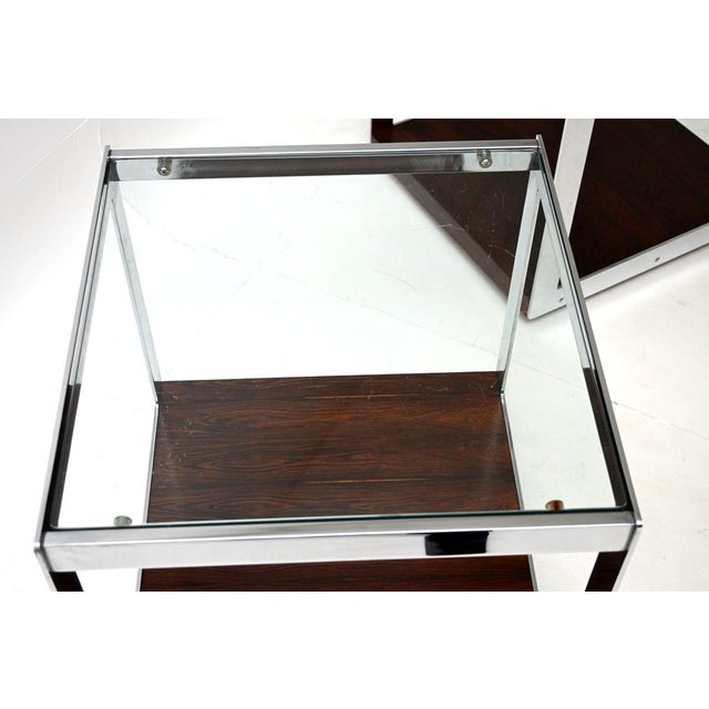 Vintage Glass and Chrome Side Tables attributed to Merrow Associates, 1970, Set of 2 For Sale - Image 6 of 11