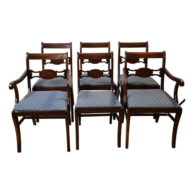 1950 English Regency Style Mahogany Set of Six Dining-Room Chairs 2 Arm & 4 Side For Sale