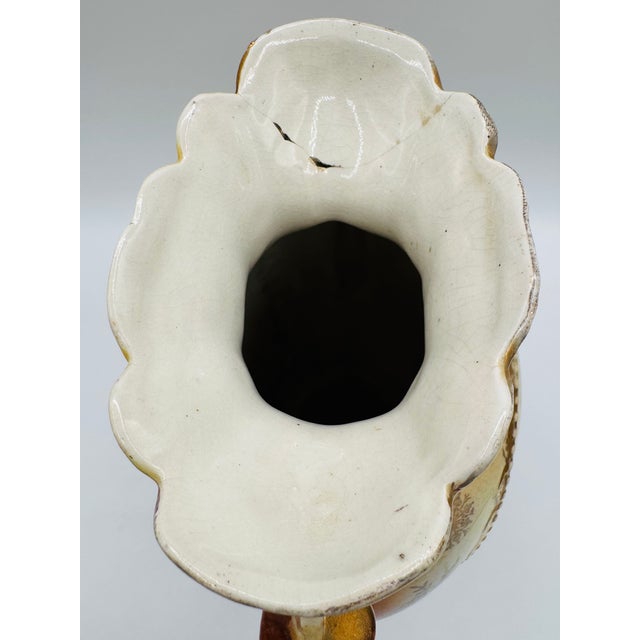 Pair of Victorian Ceramic Porcelain Urns/ Vases Figural Scene & Rose Back Transfers #848 For Sale - Image 9 of 18