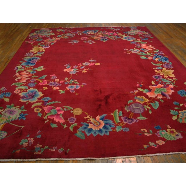Antique Chinese - Art Deco Knotted Wool Rug, Country of Origin: China, Circa Date: 1930s. This exceptional example of...