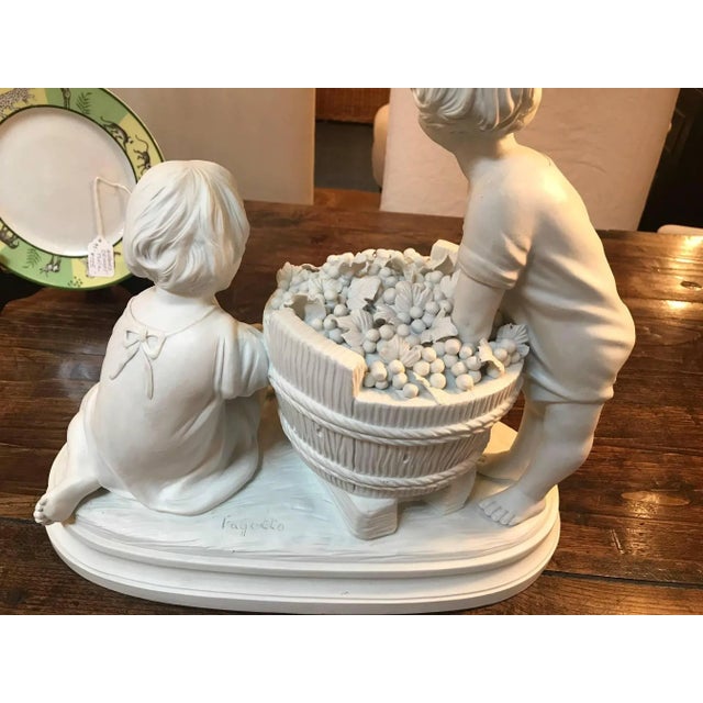Parian Porcelain Sculpture of Children Making Wine For Sale - Image 4 of 10